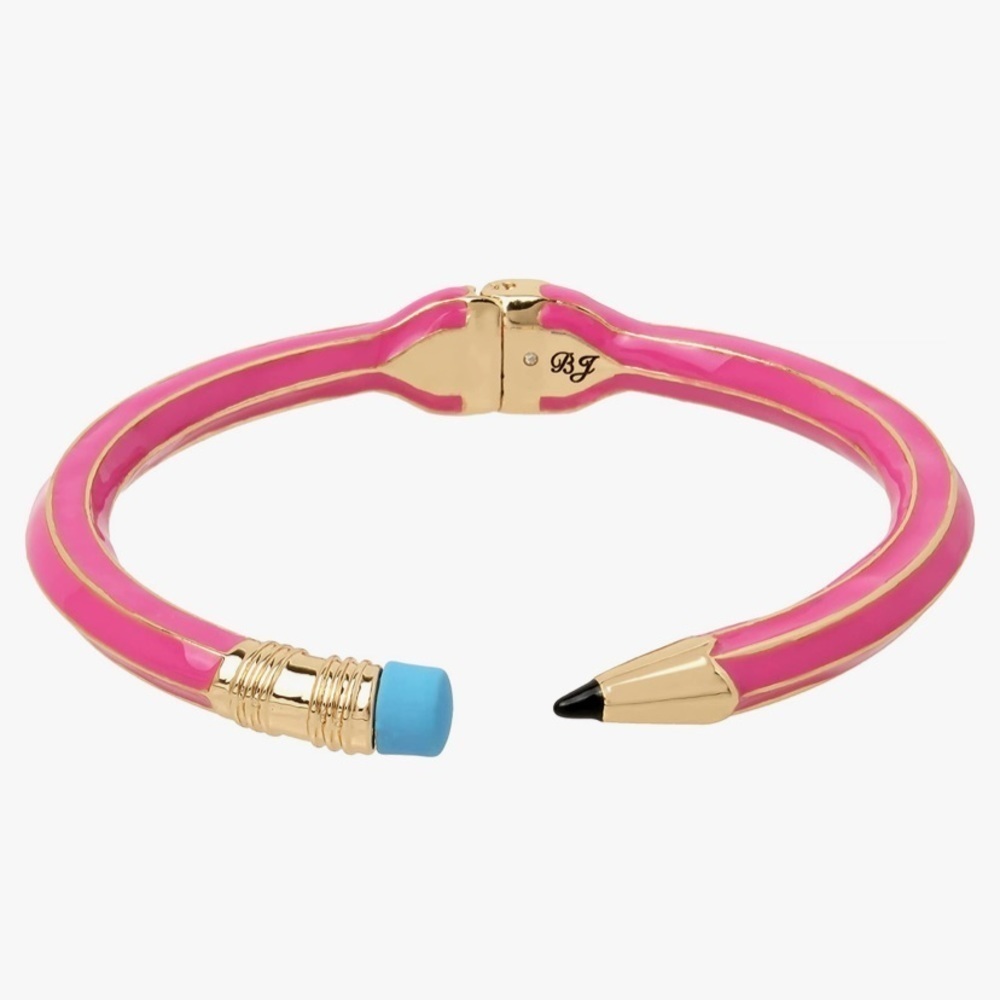 Betsey Johnson Pencil Hinged Bracelet Pink New 36$